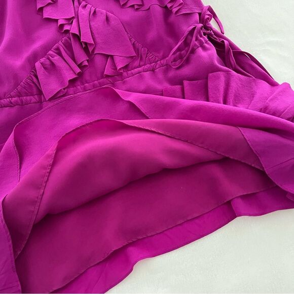 Banana Republic Petite Fuchsia Silk Ruffle Mini Dress, Size XS Petite - Picture 8 of 11